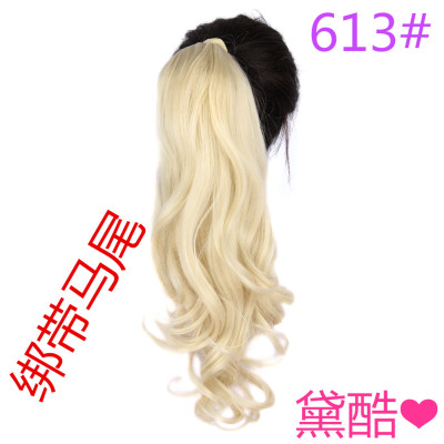 Hair extension with ponytail tied with high temperature silk