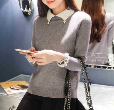 The new fashion doll all-match sweater collar sweater coat shirt code