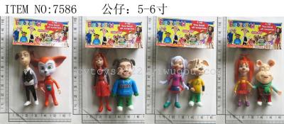 PVC toys, cartoon toys 5-6 inch Bosch family 2 card head bag