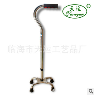 Tianyun Crafts Advanced High-Leg Stainless Steel 4-Leg Two-Section Telescopic Walking Stick Aluminum Alloy Walking Stick for the Elderly