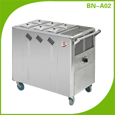 Baonan gas stainless steel six - grid thermal congee, water truck, truck, cart, cart, cart and cart.