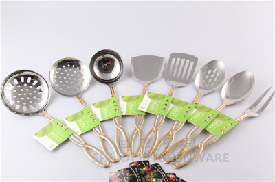 Oval even handle stainless steel kitchen utensils scoop drain