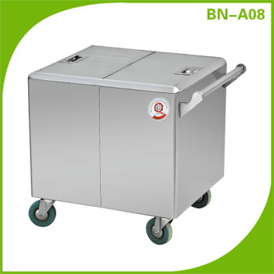 The stainless steel flour car with the thick hand push the buffet car food cart the square bucket store car