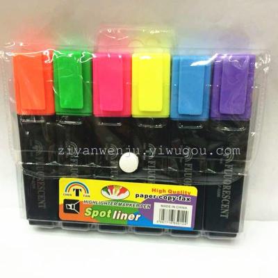 6 PVC bags F-3200 fluorescent pen