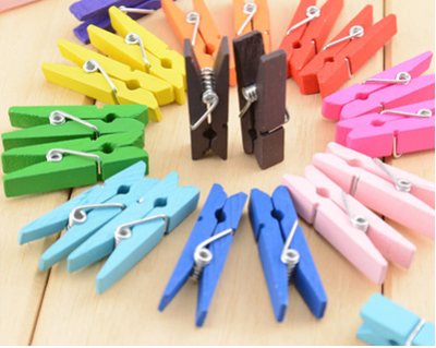 Factory direct selling color small wooden clamp wood DIY hand decoration photo clip 3.5cm.