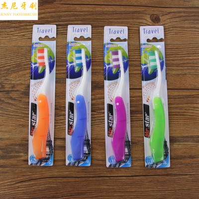 Adult folding toothbrush with a cover 4 color toothbrush