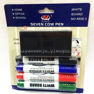 4 pen 1 white board eraser suction card packaging, can be a marker pen
