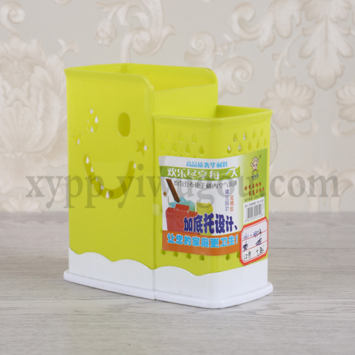 household kitchenware two grid smiling face chopsticks basket suction wall chopsticks spooon barrel