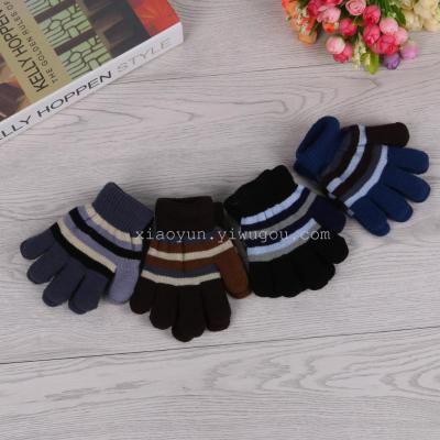 Baby autumn and winter extra thick warm children gloves baby five fingers acrylic gloves.