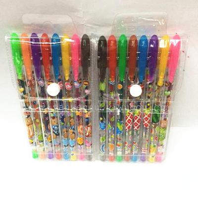 8 color cartoon pattern flash pen with fruit flavor flash pen