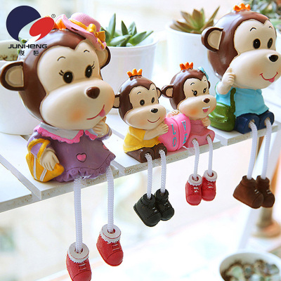 Happy Monkey Happy Family Hanging Feet Doll Home Ornament Partition Decoration Living Room Office 5157