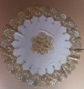 Round gilt and silver tablecloth