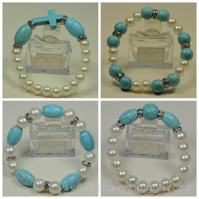 Pine stone pearl mixed wear women's bracelet European and American fashion popular bracelet