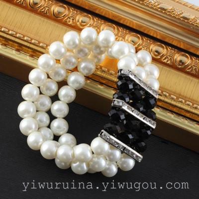 Online e-commerce accessories aliexpress taobao European and American fashion elastic pearl bracelet lady multi-layer bracelet