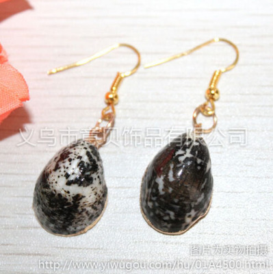 [YiBei Coral] Gold earrings jewelry wholesale marine conch wrapping