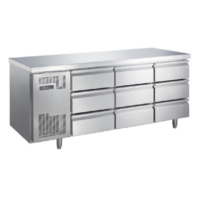 Nine-Drawer Air Cooling Worktable Commercial Refrigerated Table Stainless Steel Freezer