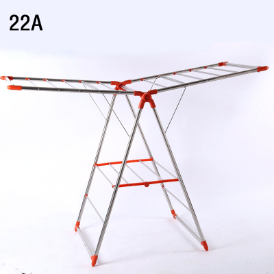 Stainless Steel Laundry Rack Floor Folding Double-Pole Telescopic Simple Mobile Clothes Drying Rack
