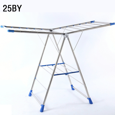 Floor-Mounted Telescopic Folding Drying Rack Thickened Double-Pole Simple Mobile Balcony Clothes Rail