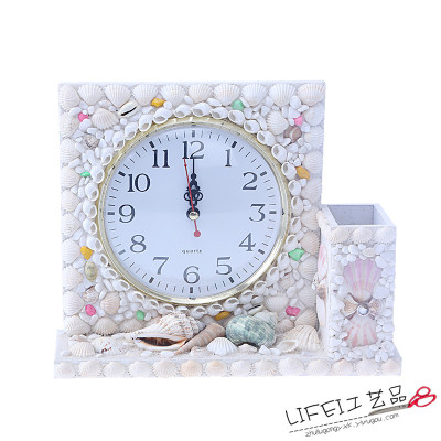 Mediterranean style office table clock pen shell combination creative gift ornaments