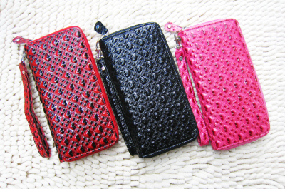 Heart diamond PU single zipper handbag/lady purse/mobile phone bag