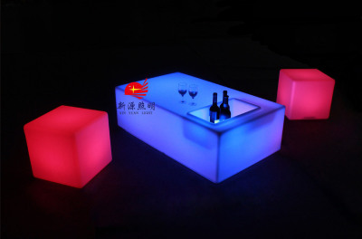 LED luminous square table plastic light furniture fashion coffee table rechargeable use