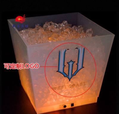 Rechargeable electronic light champagne bucket bar square transparent plastic ice wine LED LED ice bucket
