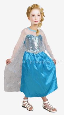 Frozen ice stage performances of Cinderella Princess Elsa dress child costume