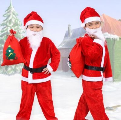 Small plush Velvet Santa Claus costume show for men dressed as girls Christmas thanks Baby Christmas thanks