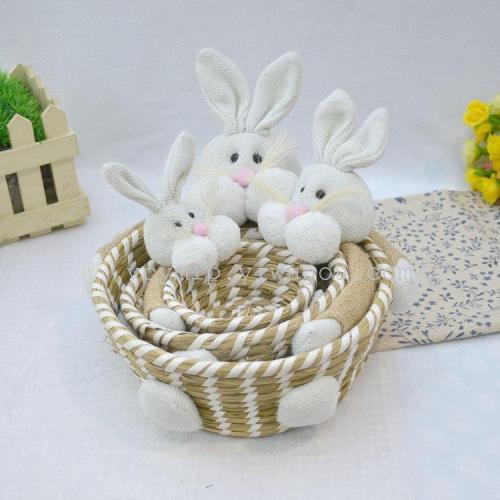 pastoral straw woven easter gift basket easter candy egg packaging basket