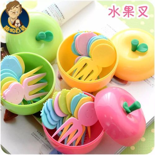 kitchen Tableware Cute Apple 10 Pieces into Fruit Fork Fruit Stick