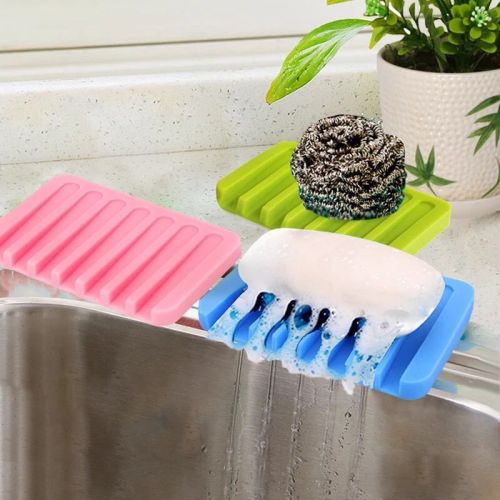 kitchen draining storage rack fashion soap holder silicone soap dish bathroom soap box toilet soap pad soap holder