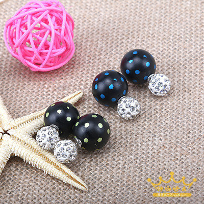 A simple fashion Jewelry Earring black dot soft ceramic ball earrings