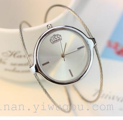 Korean fashion big metal wire winding Quartz Bracelet Watch Lady students simple leisure