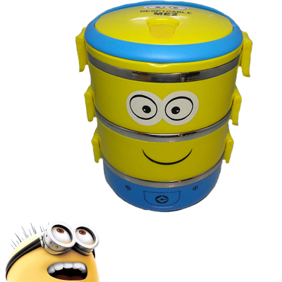 Stainless Steel Minions Children's Insulated Lunch Box Creative Food Grid Special Lunch Box