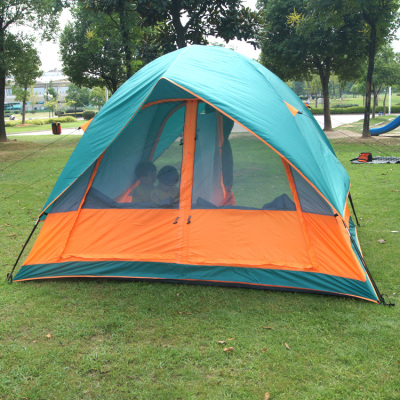 Cold dew 2 outdoor tent 3 -4 double double rain wind camping tent households