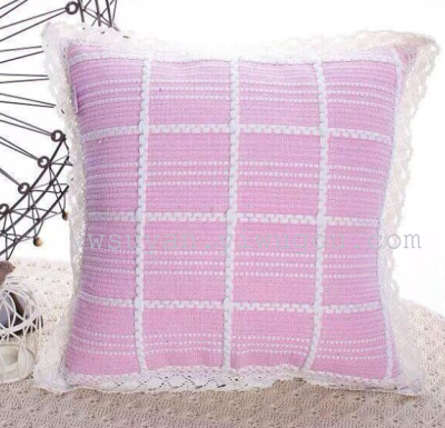 Cotton hand - knitted pillowcase
