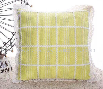 Cotton hand - knitted pillowcase