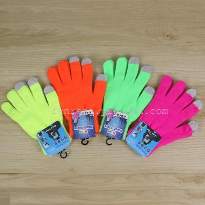 Manufacturer sells gloves autumn and winter warm fluorescent fashion touch gloves.