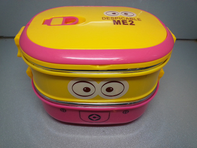 Stainless steel rectangular children 's lunch box minions eating lattice thermal lunch box
