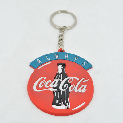 PVC famous brand Coca-Cola round Mini key can be customized