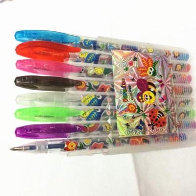 8 PCs Flip Boxed Flash Pen Fluorescent Pen Shiny Crystal Pen Graffiti Pen