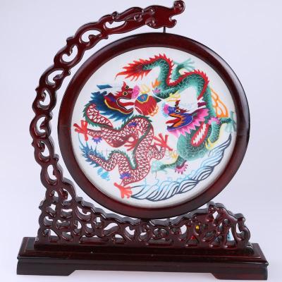 Dragon Pattern Round table screen double-sided embroidery 20 Garden manufacturers Direct sale