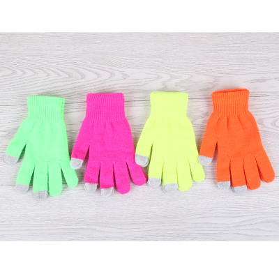 Manufacturers sell gloves autumn winter warm fluorescent fashion touch screen gloves men and women.