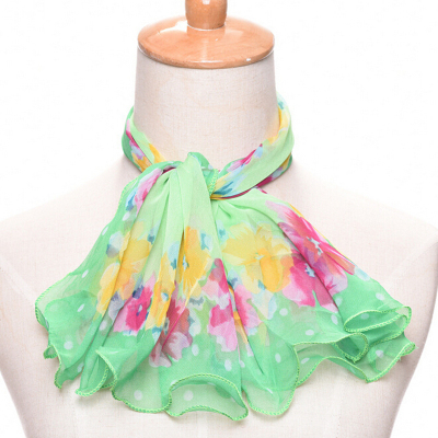 Lady chiffon scarf mint green stringy selvedge gauze kerchief