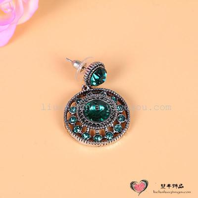 Foreign jewelry wholesale new alloy green gemstone earrings