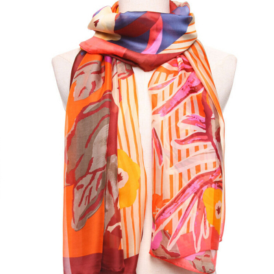Oil painting printed scarf, silk cotton, silk scarves, spring and summer sun protection, shawl.