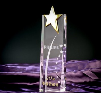 Crystal trophy high-end custom pentacle trophy free lettering