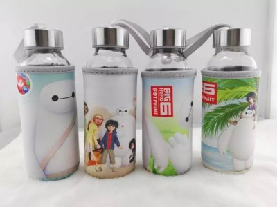 Creative Color Pattern Anti-Scald Cloth Cover. Rope Holding Glass Student Sports Water Bottle