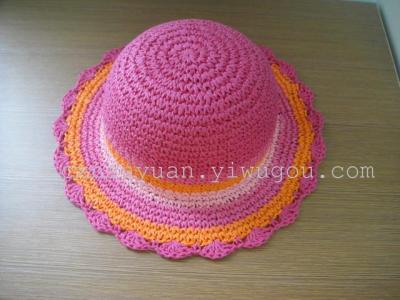 The manufacturer sells pure handmade paper rope crochet colored little girl's hat.