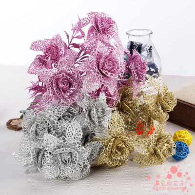 7 decorative flower head net rose flower bouquet of flowers Home Furnishing simulation